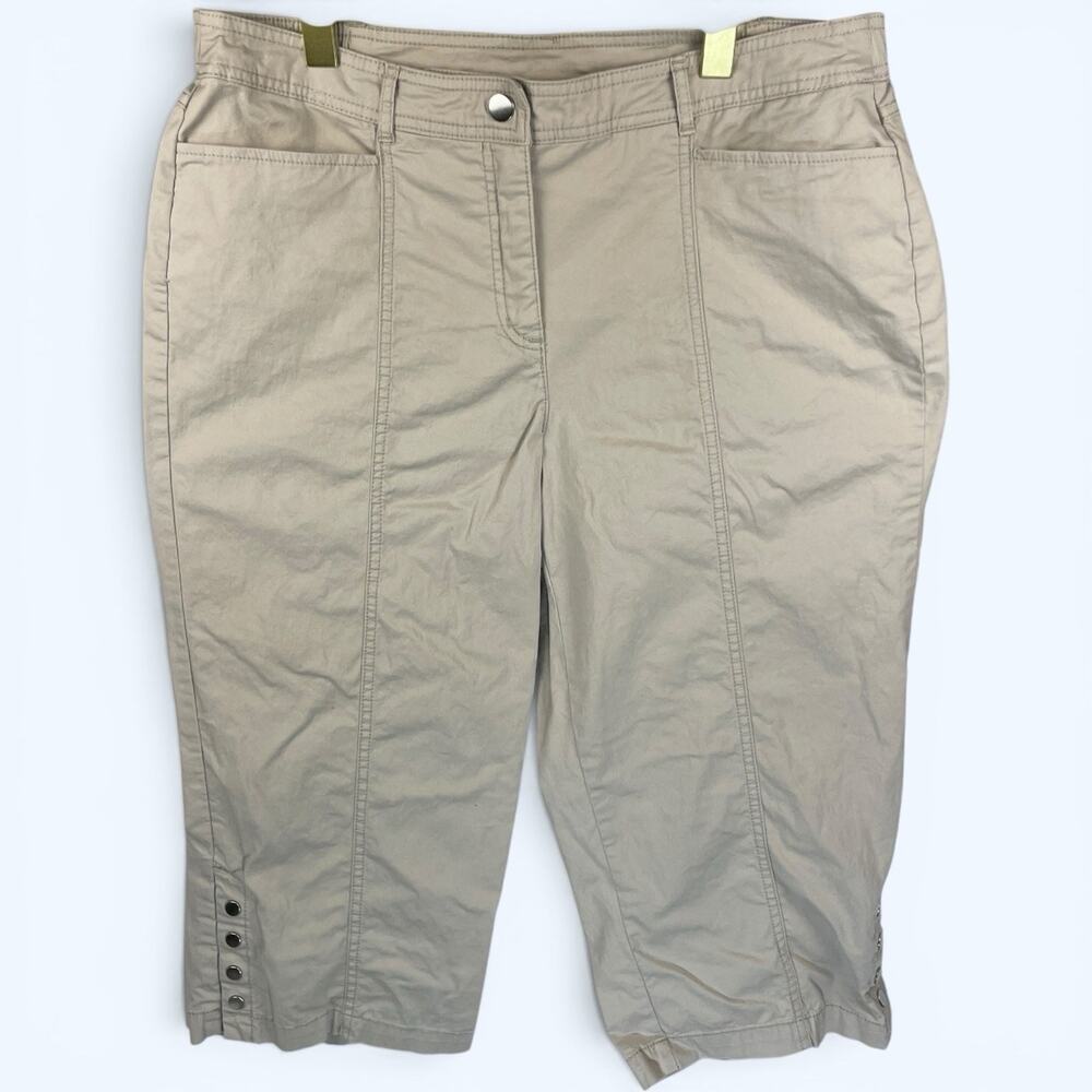 JM Collection Petite Crop Khaki Pants Elastic Waist Women's Size 16P